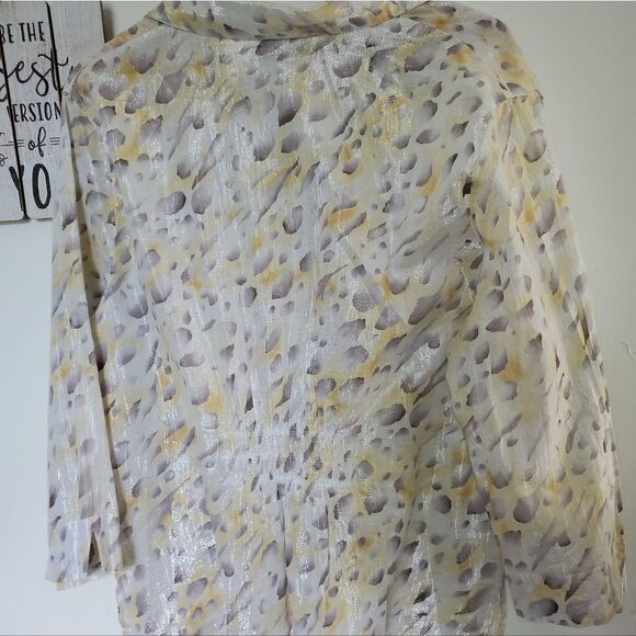 Alfred Dunner Animal Print Button Down Long Sleeve Blouse Size 16 - Picture 12 of 12